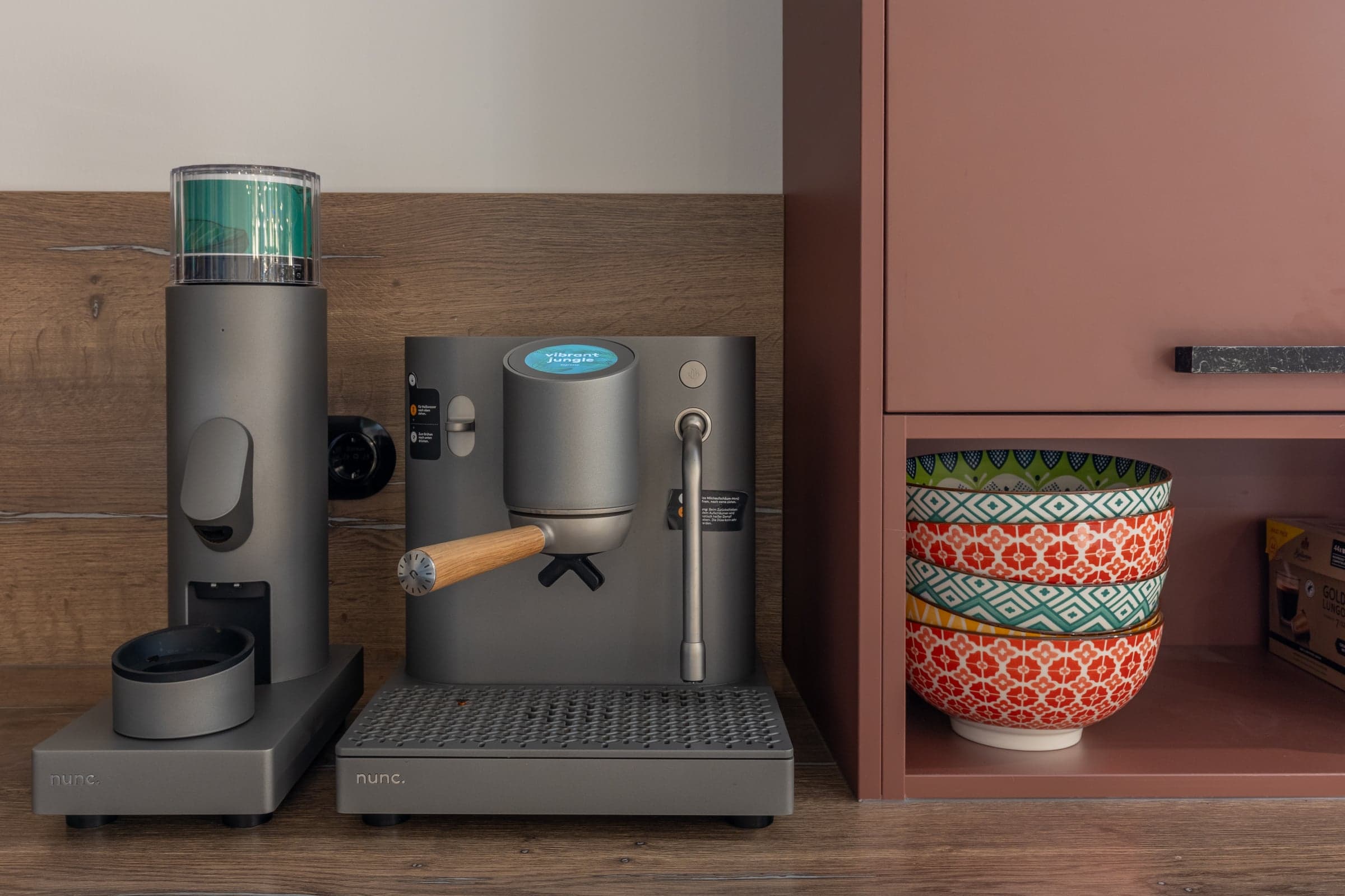 Nunc coffee machine in the shared kitchen